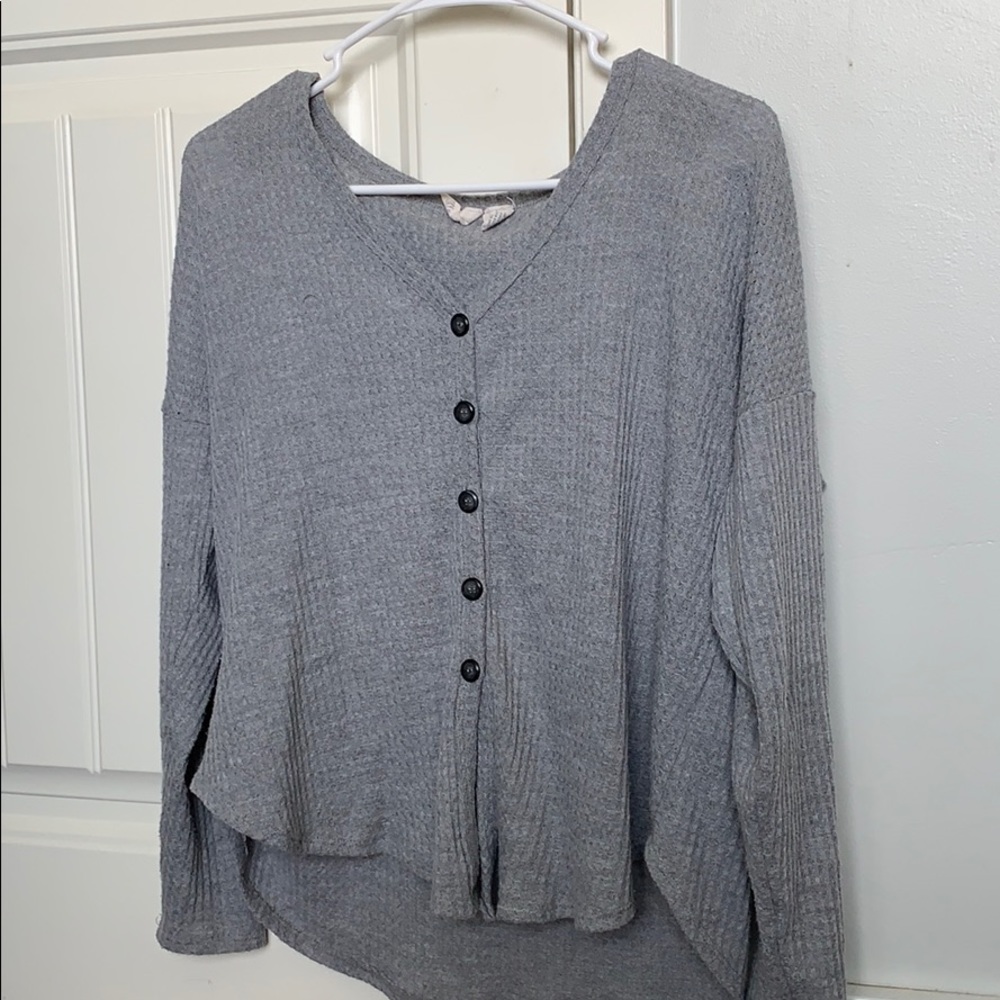grey button up long sleeve